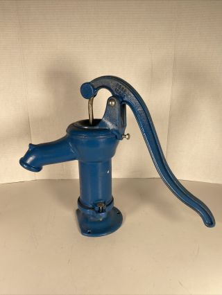 Vintage Cast Iron Hand Well Water Pump Blue