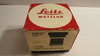 Vintage Oem Leica Leitz 50mm F/2 F2 Summicron R Lens Box