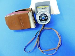 Vintage Lunasix 3 Light Meter With Leather Case & Strap -