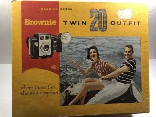 Vintage Kodak Brownie Twin 20 Camera With Flash Attachment