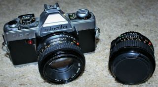 Vintage 35mm Minolta Xg7 Camera W/ 2 Lens / 28mm & 50mm Lens