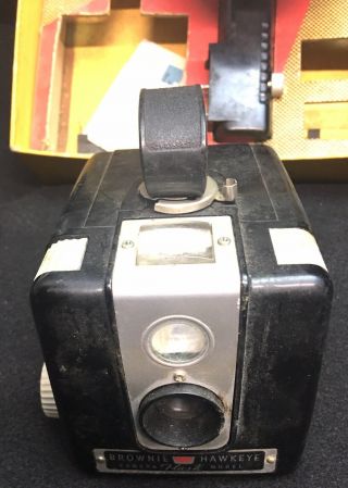 Vintage Kodak Brownie Hawkeye Flash Model Box Camera With Flash & Bulbs 3