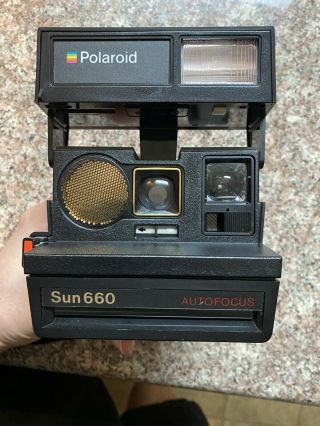 Vintage Polaroid Sun 660 Autofocus Instant 600 Flash Camera W/ Strap