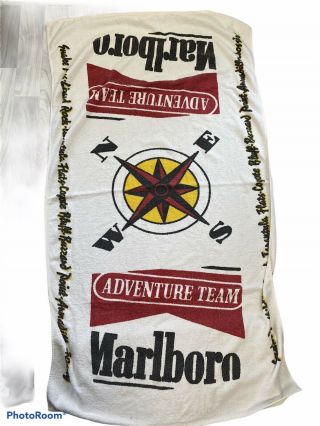 Vintage Marlboro Adventure Team Beach Towel 68 " X 35 " Promotional 90s Compass