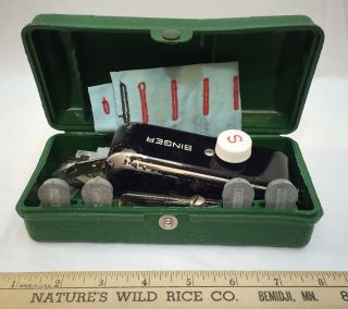 Singer Sewing Machine Button Hole Attachment Case & 9 Templates Vintage