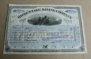 Old Vintage 1904 - Homestake Mining Co.  - Stock Certificate