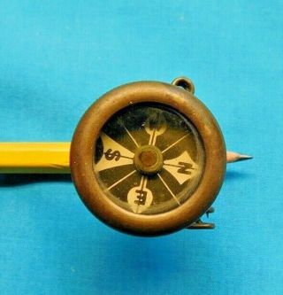 Vintage Marbles Brass Pin On Compass