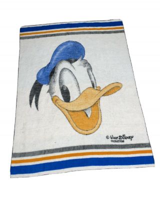 Vtg Walt Disney Donald Duck Biederlack Of America Blanket Throw Made Usa 75 X 55