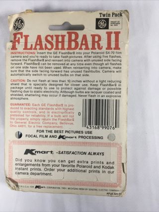 GE Flash Bar II Twin Pack for Polaroid SX - 70 Film Camera 20 Flashes 2