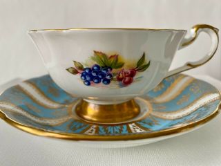 Vintage Paragon Fine Bone China,  Cup And Saucer,  Blue And Gold
