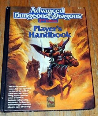 Vintage Advanced Dungeons & Dragons Players Handbook 2nd Edition 210 Rpg D&d