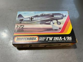 Vintage Matchbox 1/72 Focke - Wulf Fw 190a - 4/r6 Kit No.  Pk - 51 Opened Complete
