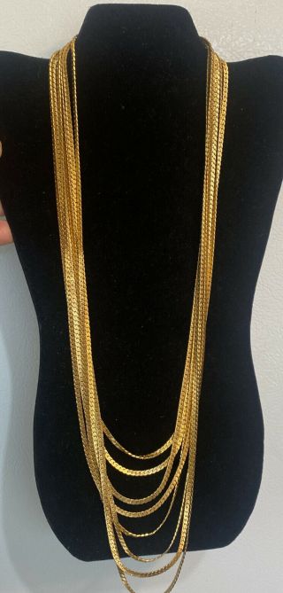 Vintage Monet Multi Strand Gold Tone Chain Necklace Fantastic