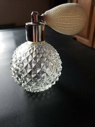Vintage Antique Victorian Style Perfume Spray Glass Bottle With Pump Atomizer