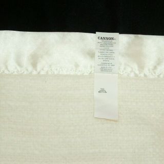 Vintage Cannon White Ivory Thermal Acrylic Blanket Nylon Satin Trim 66 x 82 Twin 2