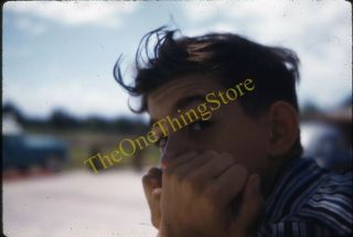 Boy Man Close Up Portrait 1950s 35mm Slide Kodachrome Vtg Hair Candid