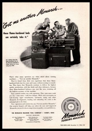 1945 The Monarch Machine Tool Co.  Sidney Ohio Turning Machines Vintage Print Ad