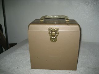 Vintage Amfile Platter - Pak 45 Rpm Record Carry Case Metal Box Brown