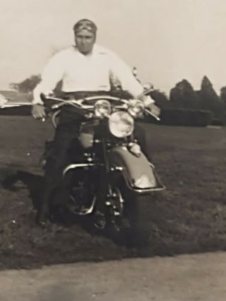 4 Vintage Harley Davidson Motorcycle & Rider Photographs Photo 3