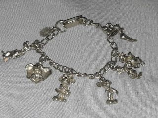 Vintage Brass Disney Prod.  Charm Bracelet Mickey Tinkerbell Winnie Look