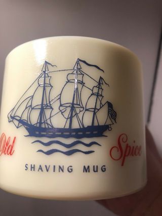 Vintage Early American Old Spice Shaving Mug Cup Ivory Milk Glass 25 Shulton
