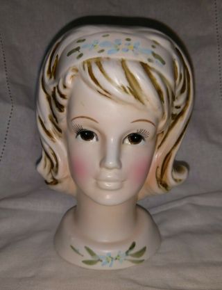 Vintage Lefton Ladies Head Vase 1229 Made In Japan Lady Teen Girl Woman 1950 
