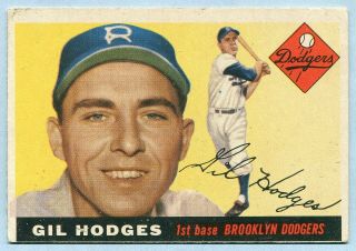 Vintage - 1955 - Topps - Gil Hodges - Brooklyn Dodgers - No.  187