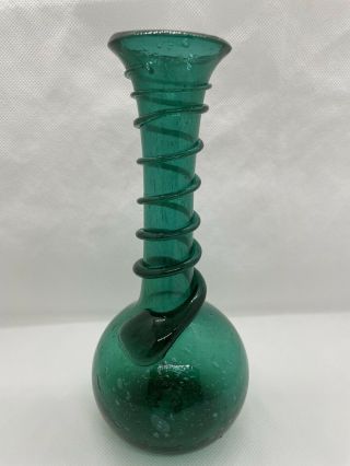 Vintage Art Glass Vase With Applied Snake - Possibly Czech / Bohemian / Blenko