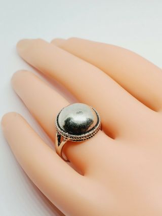 Vintage 925 Sterling Silver Domed Button Style Ring Sz 7.  5