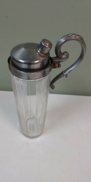 Vintage Ribbed Glass/ Silver Plated Martini/ Cocktail Mixer/ Server 3