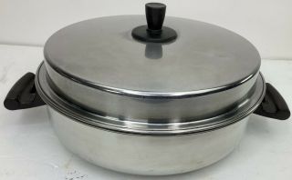 Vintage 10 " Egg Poaching Pan With Poaching Tray Rack & Lid For 5 Eggs And 5 Cups