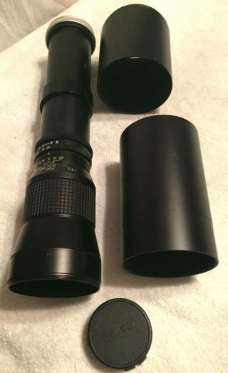 500mm Telephoto Lens With Spiratone Hood And Canon Mount