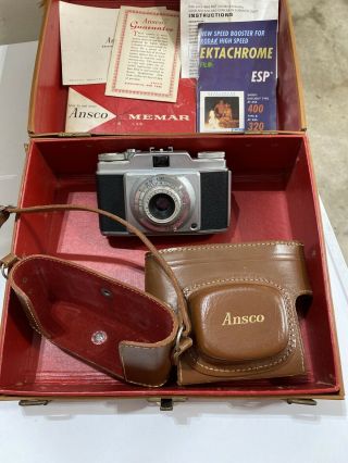 Vintage Ansco Memar Pronto 35mm Film Camera Cases And Paperwork