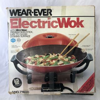 Wear - Ever Electric Wok 1 - No.  71600 Vintage Retro Red 4 1/2 Qt & Access