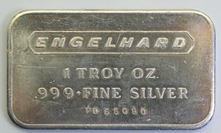 Engelhard 1 Oz 999 Silver Bar,  Vintage Horizontal Ingot,  5 Digit Serial,  El - Iav