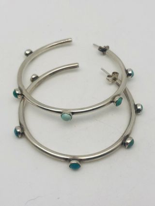 Large Vintage Southwestern Sterling Silver Turquoise Earrings