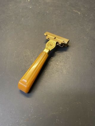 Vintage 1940s Shick Injector Safety Razor With Bakelite Handle