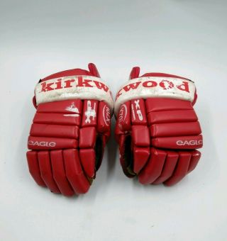 Vintage Eagle Kirkwood X70i 11 " Pro Leather Hockey Gloves Red White 90s
