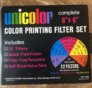 Unicolor 6 X 6 Color Printing Filter Set Old Stock