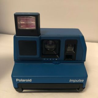 Vintage Polaroid Blue Impulse Instant 600 Film Camera Read