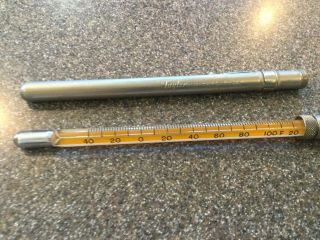 Vintage Taylor Thermometer With Metal Pocket Case General Electric