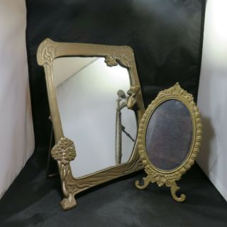 Vintage Bronze And Brass Art Nouveau Mirror & Picture Frame Table Top