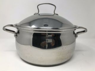 Vtg Belgique Tools Of The Trade 6 Qt Stainless Steel Dbl Handle Stock Pot & Lid