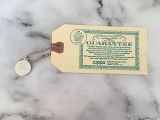 Vintage 1969 Zippo " Cent Never Spent " Key Chain & Souvenir Card