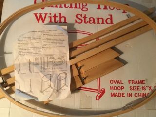 Vintage Darice Very Large Oval Quilting Hoop With Stand 18 " X 27 "