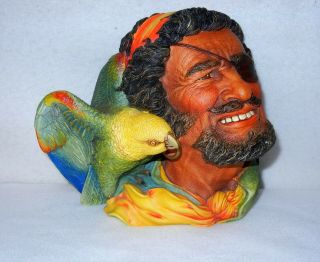 Vintage Bossons England Chalkware Wall Head,  Buccaneer & Parrot,  1960 