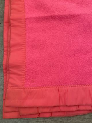Vtg Vera Neumann Burlington Hot Pink Mcm Mod Satin Trim Acrylic Blanket 96 X106 3
