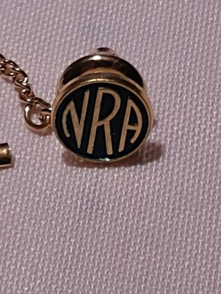 Vintage Nra National Rifle Association Tie Chain Clasp Pin Tie Tack Stud 7/16 "