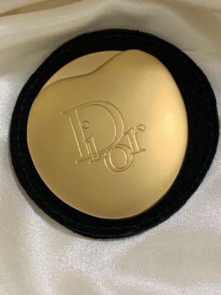 Christian Dior Matte Goldplated Sliding Mirror Compact W/black Velvet Pouch Vgc