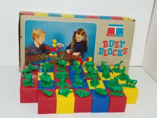Vintage 1971 Tuppertoys Tupperware Toys Busy Blocks Complete,  Full Set,  Box